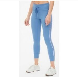 GapFit Blackout Periwinkle Blue Drawstring Side Panel Crop 7/8 Leggings Size S